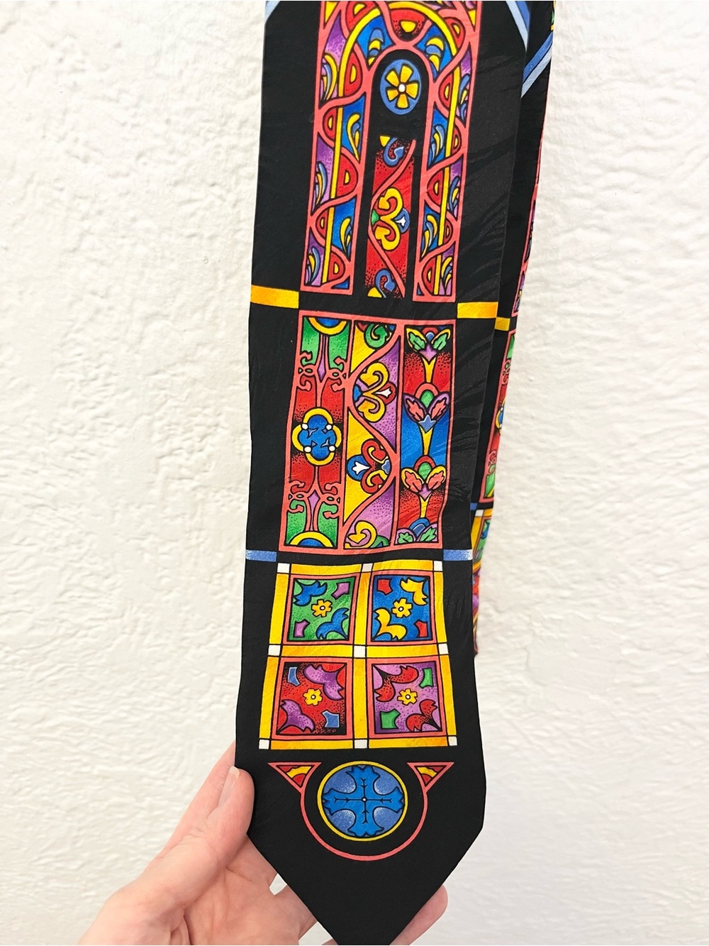 Vintage Rush Limbaugh Silk Tie Black Stained-Glass